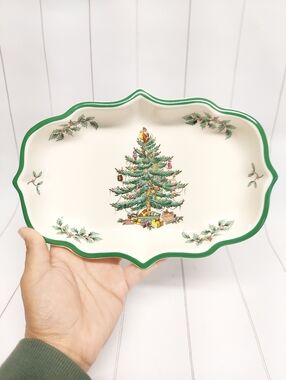 Spode Christmas Tree Candy/Ogee Dish Vintage Made in England